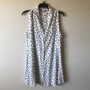 Polka Dot Sleeveless Collared Dress (Anthro)
